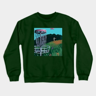 Disc Golf on a Hilly Field Crewneck Sweatshirt